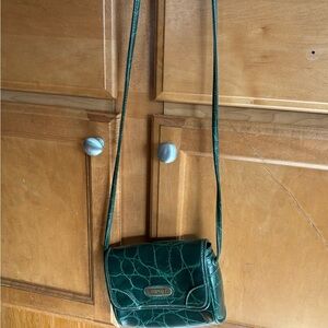 Esprit Croc-Embossed Dark Green Crossbody Bag